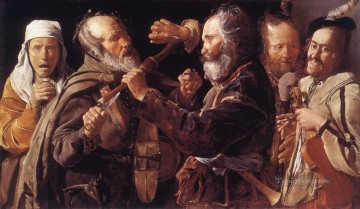 Georges de La Tour Painting - Músicos peleados a la luz de las velas Georges de La Tour